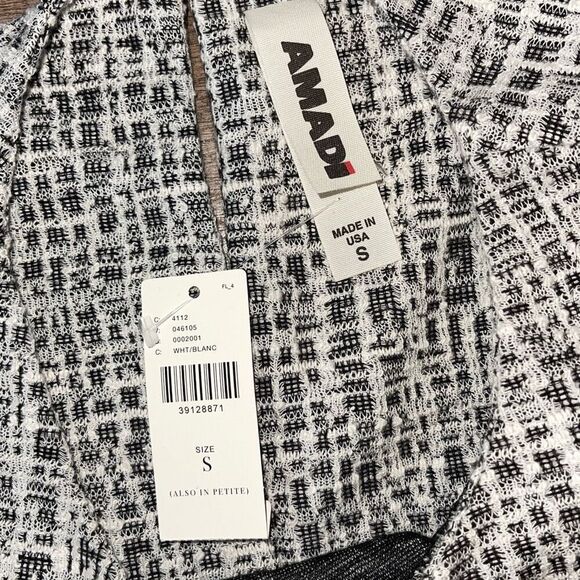 Anthropologie Amadi Womens Tweed Sleeveless Peplum Blouse Black White Small NWT - Picture 6 of 10